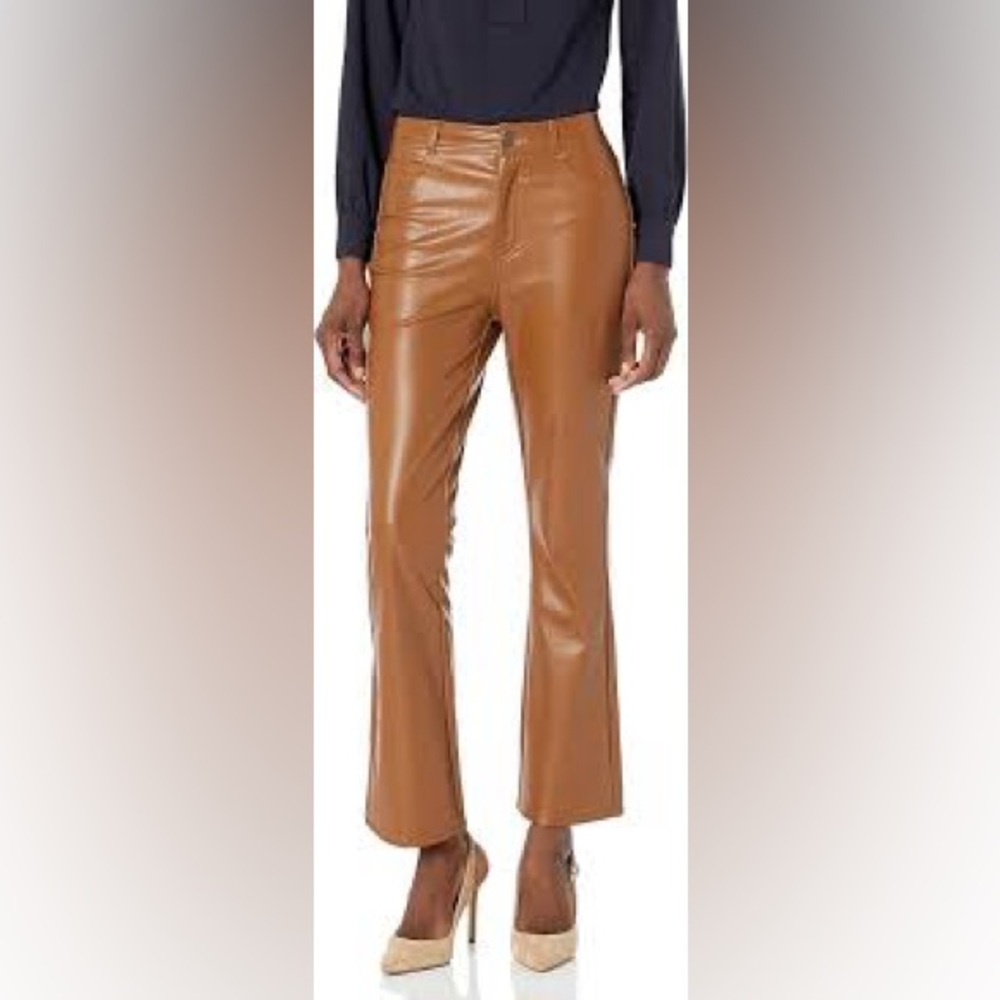 Paige Claudine ankle flare faux leather pants brown caramel women's size 32
